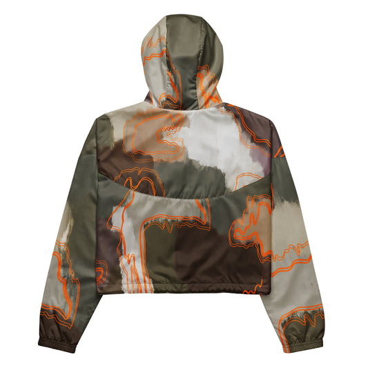 Green camo cropped windbreaker