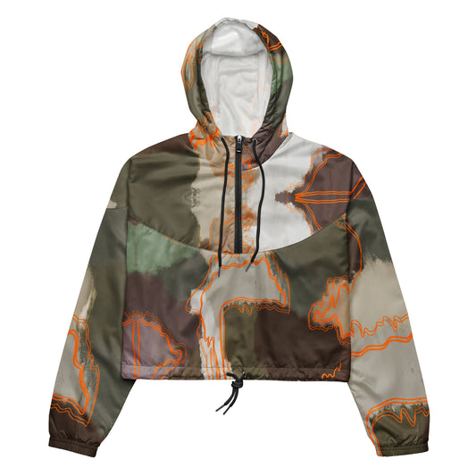 Green camo cropped windbreaker