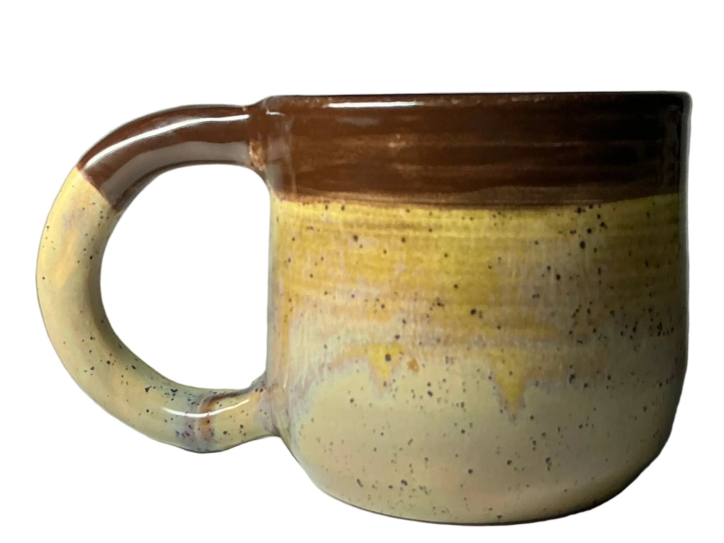 Brown speckled tea cup